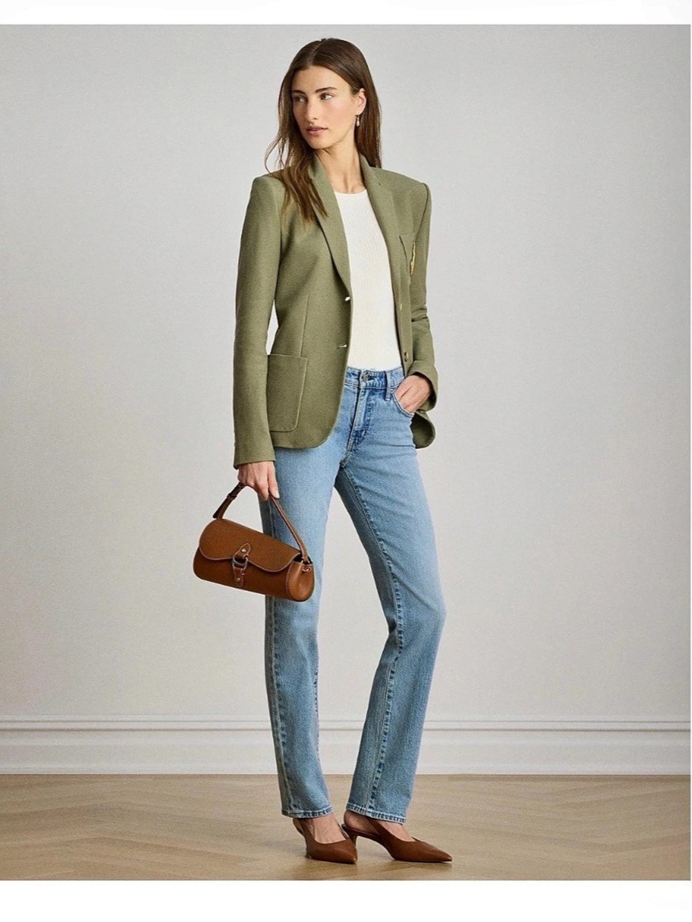 NWT Lauren Ralph Lauren High-Rise Relaxed Straight Jean Blue Waist 28